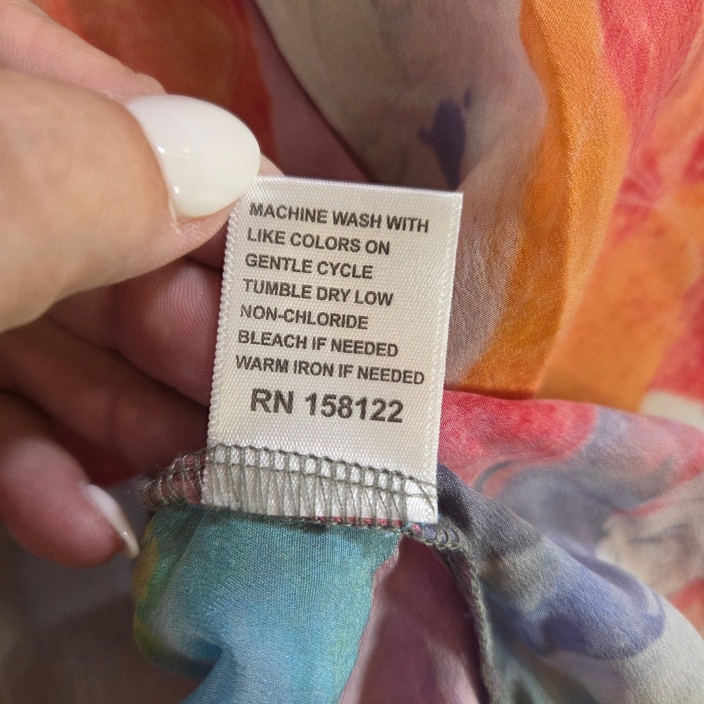 APNY Sheer Colorful Abstract Kimono Cardigan Jacket Cupro Blend Wearable Art M - Picture 6 of 6